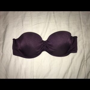 Strapless dark purple bikini top